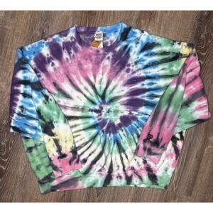Victoria's Secret Pink Oversized Crewneck Sweater Tie Dye Pastel Large NEW